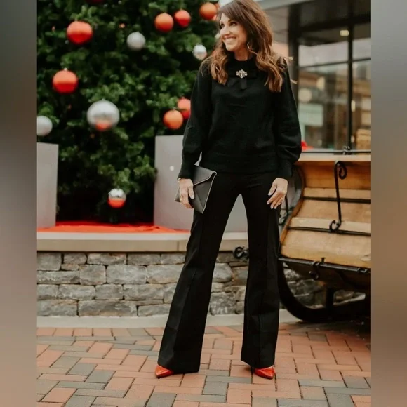 Quince Ultra Stretch Ponte Bootcut Pants Sz S Black - Picture 2 of 7